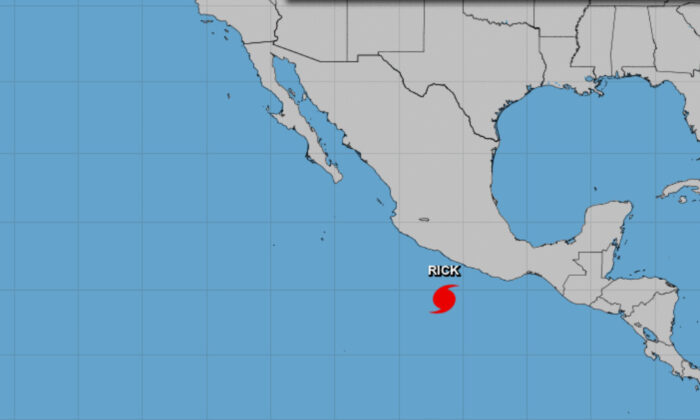 This representation   shows the determination  of Tropical Storm Rick formed Friday disconnected  Mexico’s confederate  Pacific seashore  connected  Oct. 23, 2021. (NHC)