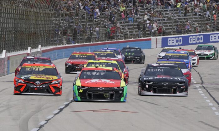 NASCAR Cup Series auto race at Texas Motor Speedway in Fort Worth, Texas, on Oct. 17, 2021. (Larry Papke/AP Photo)