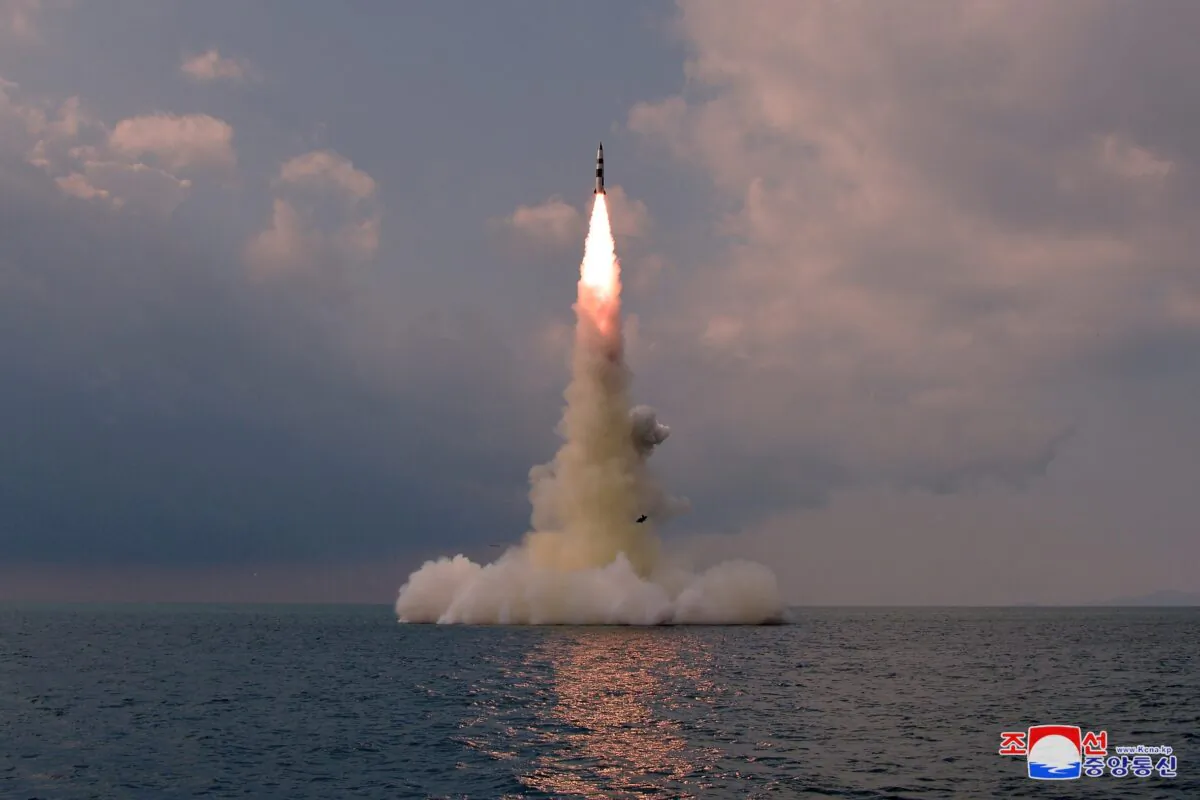 A new submarine-launched ballistic missile is seen during a test in this undated photo released, on Oct. 19, 2021 by North Korea's Korean Central News Agency (KCNA).  (KCNA via Reuters)