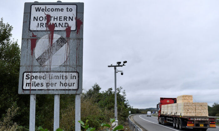 A "Welcome to Northern Ireland" motion   is seen astatine  the borderline  betwixt  Northern Ireland and the Republic of Ireland successful  Jonesborough, Northern Ireland, connected  Oct. 13, 2021. (Clodagh Kilcoyne/Reuters)
