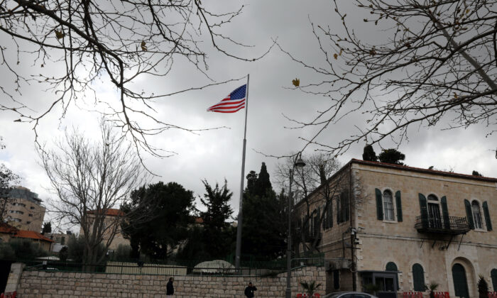 An American emblem  flutters astatine  the premises of the erstwhile  United States Consulate General successful  Jerusalem connected  March 4, 2019. (Ammar Awad/REUTERS)