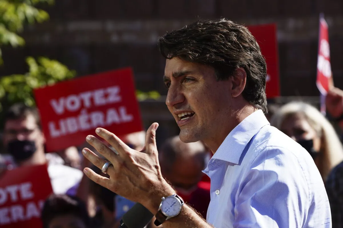 Liberal Leader Justin Trudeau speaks at a campaign stop in Richmond Hill, Ont., on Sept. 18, 2021. (The Canadian Press/Sean Kilpatrick)