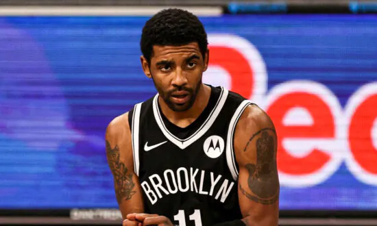 Demonstrators Supporting Nets’ Kyrie Irving’s Vaccine Refusal Gather at NYC’s Barclays Center