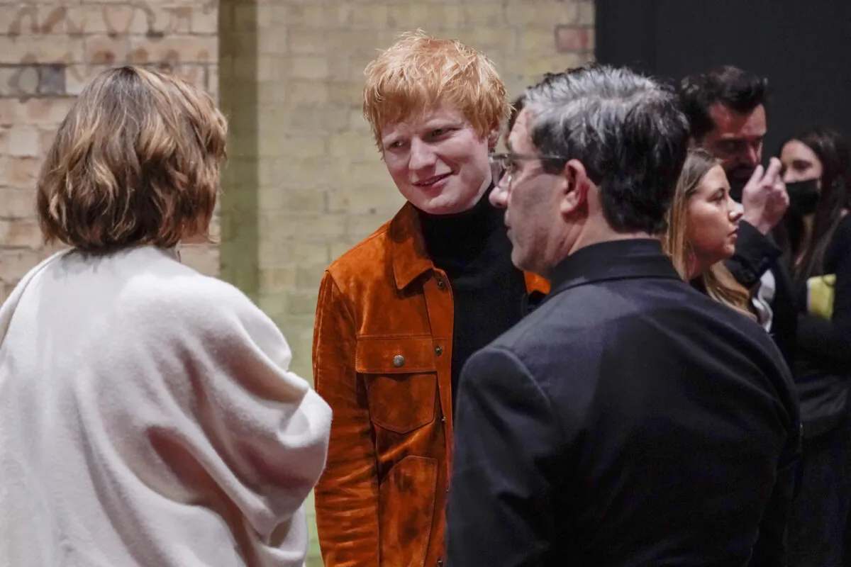 British singer Ed Sheeran attends the first ever Earthshot Prize Awards Ceremony at Alexandra Palace in London on Oct. 17, 2021. (Alberto Pezzali/Pool via AP)