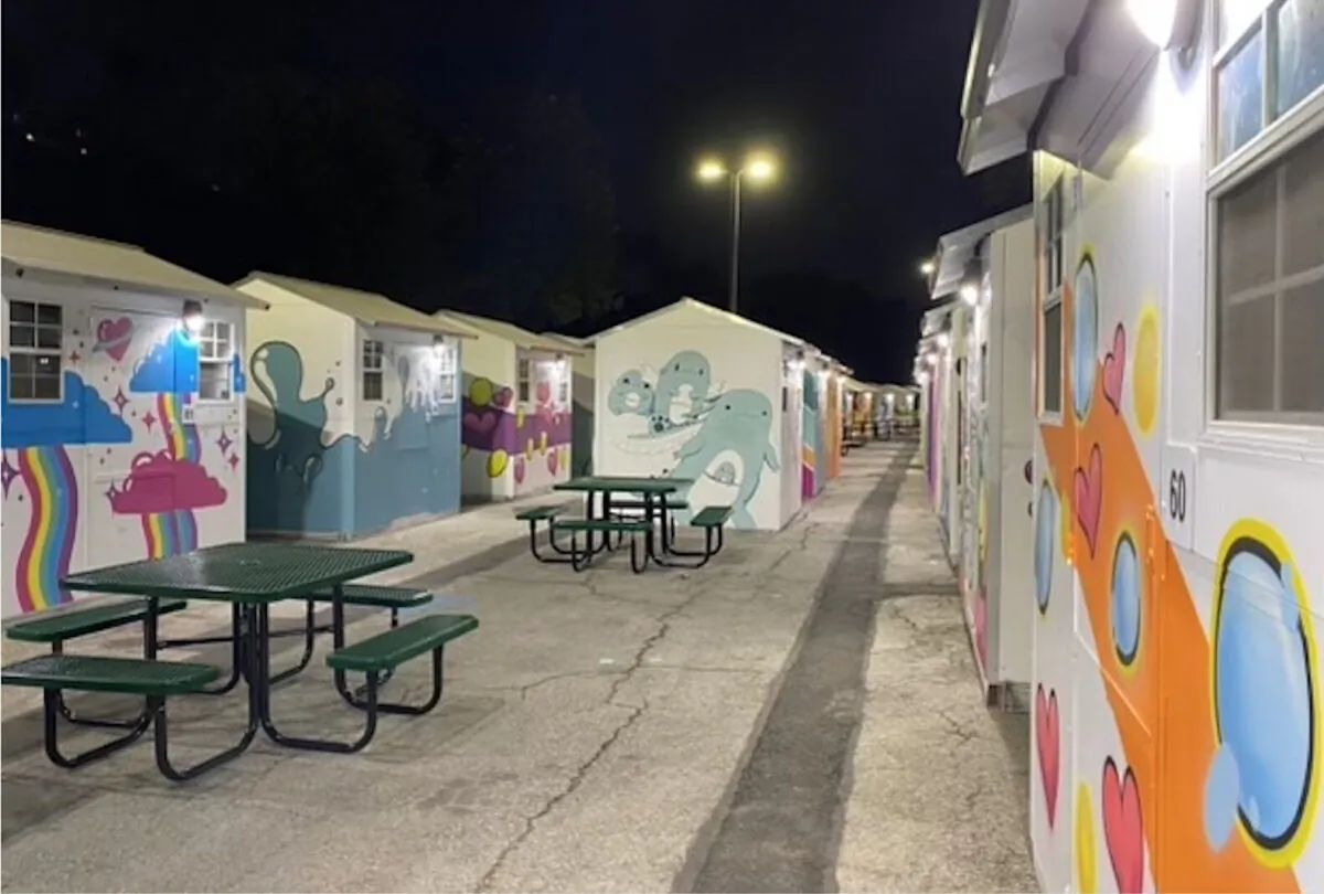 A tiny home village for the homeless in Los Angeles, in this file photo. (Jamie Joseph/The Epoch Times)