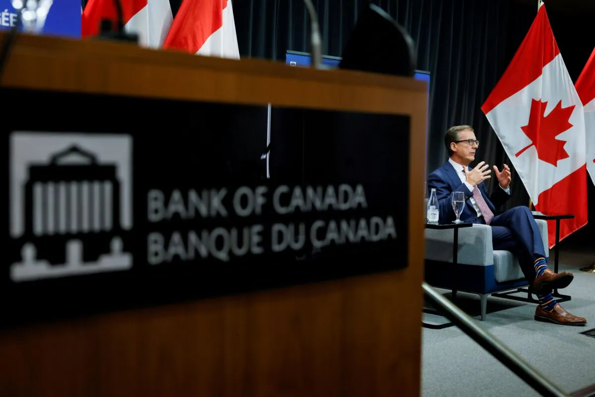 Bank of Canada Governor Tiff Macklem takes part in an event at the Bank of Canada in Ottawa, Canada on Oct. 7, 2021. (Blair Gable/Reuters)