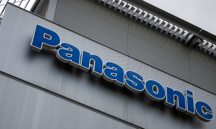  logo of Japan's Panasonic is displayed at company's showroom in Tokyo, on May 10, 2021. (Philip Fong/AFP via Getty Images)