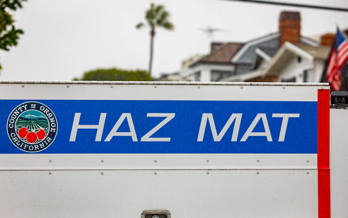 An Orange County HAZMAT unit in Newport Beach, Calif., on Oct.25, 2021. (John Fredricks, The Epoch Times)