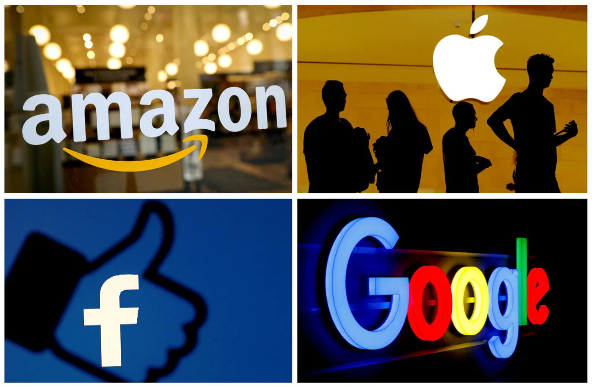 The logos of Amazon, Apple, Facebook, and Google in a combination photo. (Reuters)