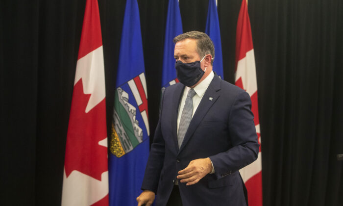 Alberta Premier Jason Kenney walks distant  aft  holding a property   league  successful  Edmonton connected  Sept. 21, 2021.  (The Canadian Press/Jason Franson)