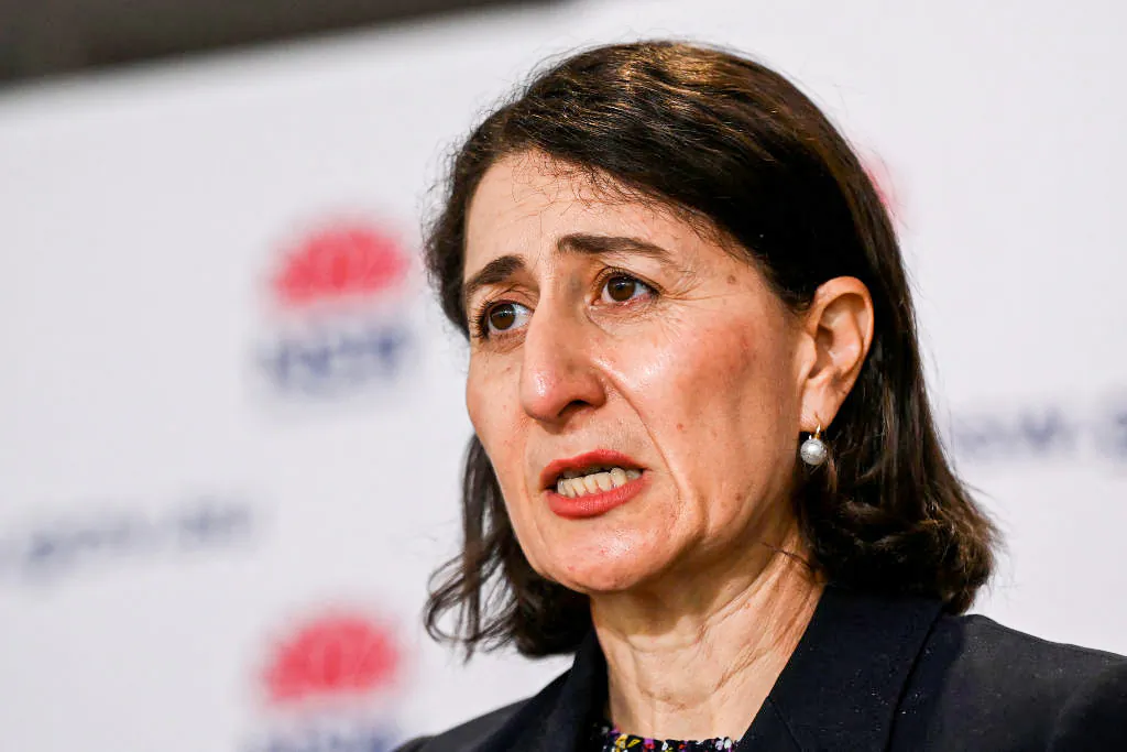 Former NSW Premier Gladys Berejiklian speaks to the media during a COVID-19 press conference in Sydney, Australia, on Sept. 9, 2021 (Bianca De Marchi - Pool/Getty Images)