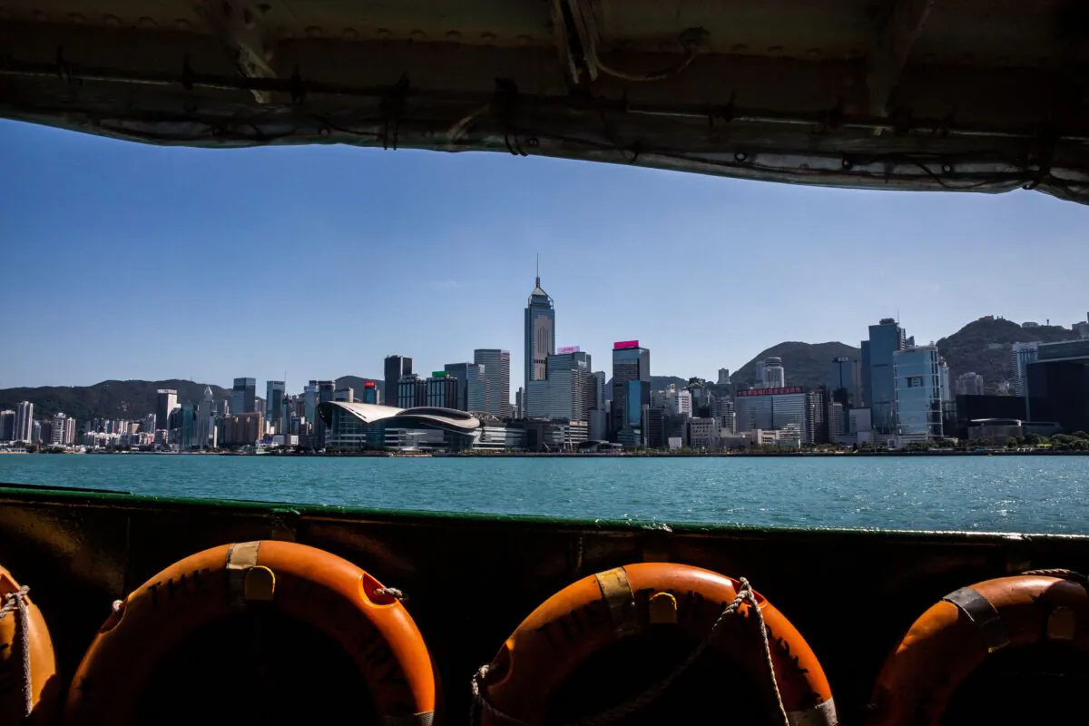 A general view shows the city skyline from a star ferry in Hong Kong on Oct. 25, 2021. (Isaac Lawrence/AFP via Getty Images)