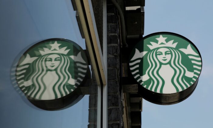 A Starbucks logo hangs outside of the Starbucks store in the Brooklyn borough of New York on May 29, 2018. (Lucas Jackson/Reuters)