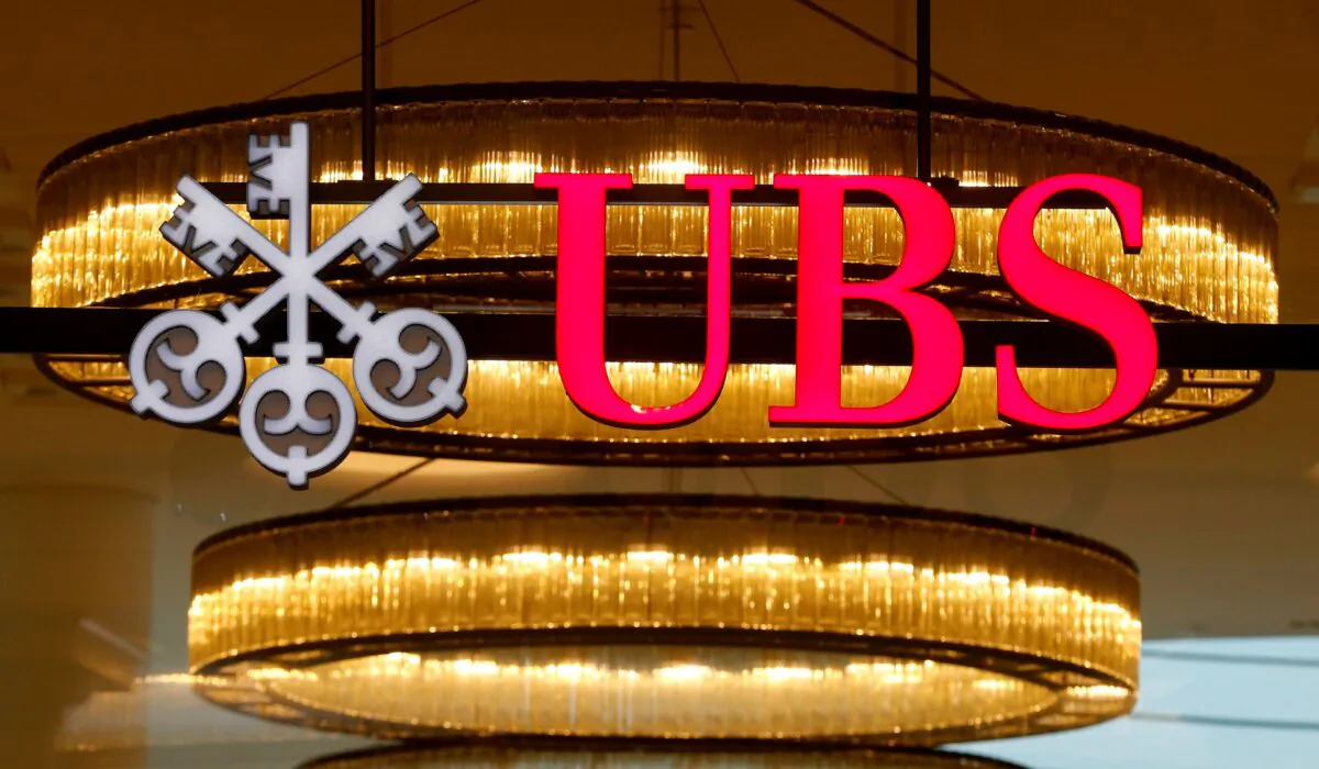 The logo of Swiss bank UBS is seen at a branch office in Basel, Switzerland on March 29, 2017. (Arnd Wiegmann/Reuters)