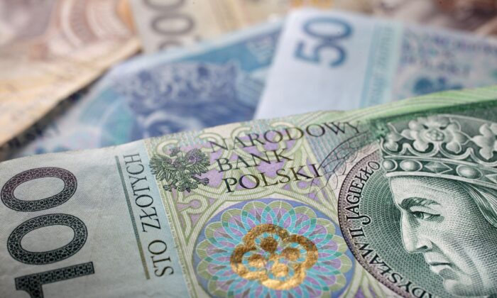 A picture illustration of Polish zloty banknote, taken in Warsaw on Jan. 13, 2011. (Kacper Pempel/Reuters)