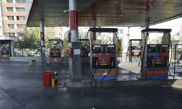 A gas station is empty because the gas pumps are out of service, in Tehran, Iran, on Oct. 26, 2021. (Vahid Salemi/AP Photo)