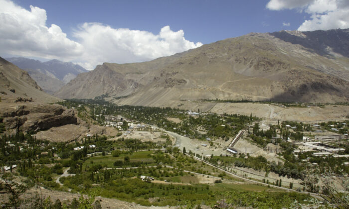 A wide   presumption    of the municipality  of Khorog, the superior  of the autonomous portion   of Gorno-Badakhshan, Tajikistan, connected  July 7, 2004. (Shamil Zhumatov/Reuters)