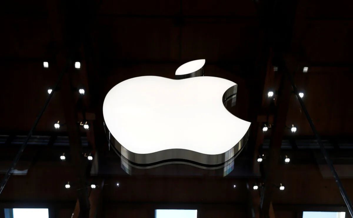 An Apple logo in an Apple store in Paris, on Sept. 17, 2021. (Gonzalo Fuentes/Reuters)