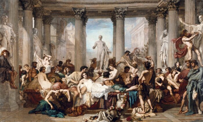 “Romans of the Decadence,” 1847, by Thomas Couture. Oil on canvas; 185.8 inches by 303.9 inches. Musée d'Orsay, France. (Public Domain)