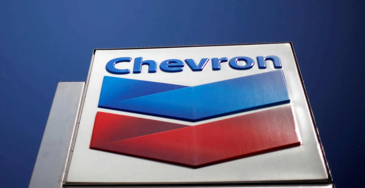 The logo of Chevron in Los Angeles on April 12, 2016. (Lucy Nicholson/Reuters)