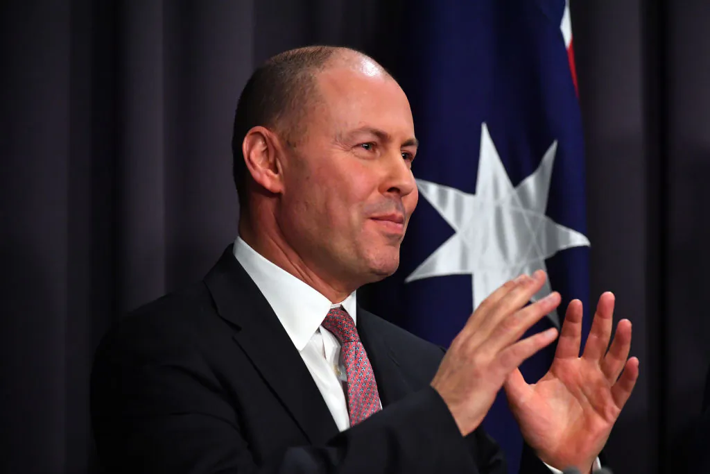 Australian Treasurer Josh Frydenberg speaks during a press conference in Parliament House in Canberra, Australia, on June 3, 2021. (Sam Mooy/Getty Images)