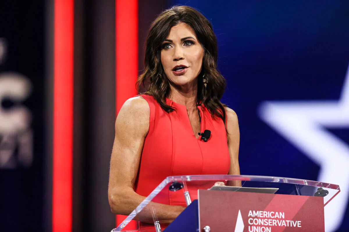 South Dakota Gov. Kristi Noem addresses the Conservative Political Action Conference held in the Hyatt Regency in Orlando, Fla., on Feb. 27, 2021. (Joe Raedle/Getty Images)