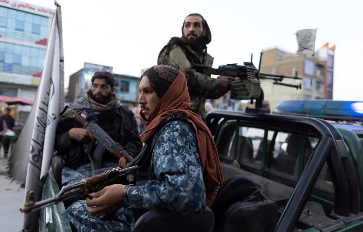 Taliban members in charge of security patrol in Kabul, Afghanistan on Oct. 28, 2021. (RJorge Silva/EUTERS)