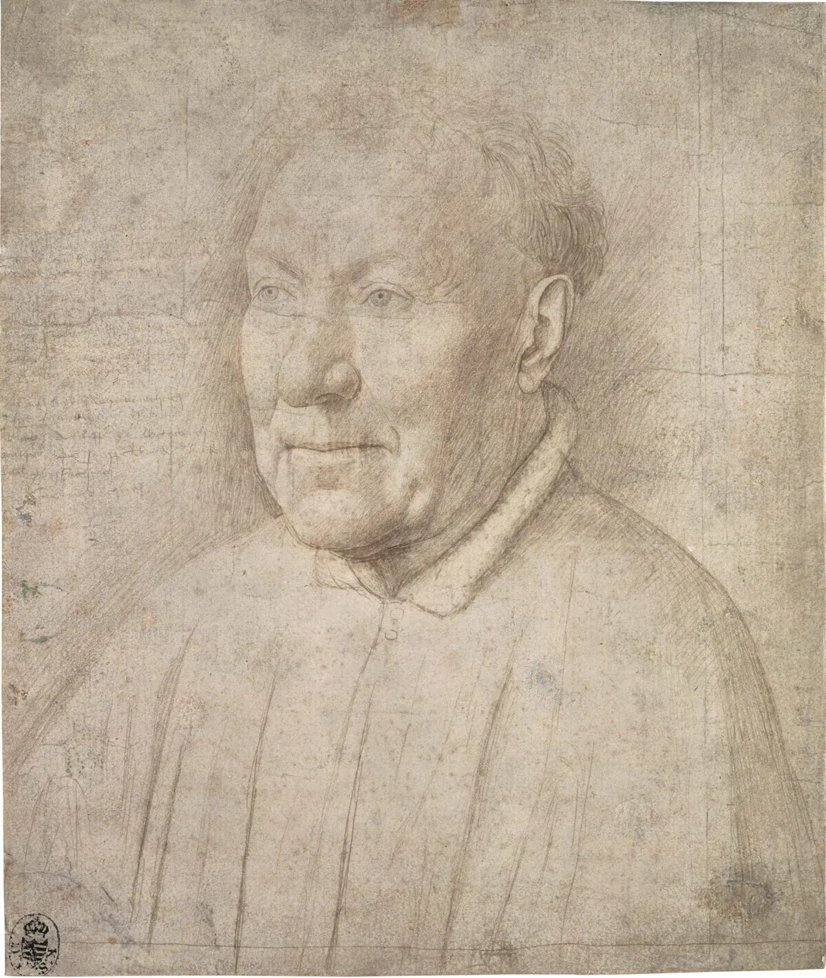 Detail of "Portrait of an Older Man," circa 1435–40, by Jan van Eyck. Silverpoint and goldpoint on white prepared paper; 8 3/8 inches by 7 1/8 inches. Kupferstich-Kabinett, State Art Collections, Dresden. (Herbert Boswank/State Art Collections, Dresden)