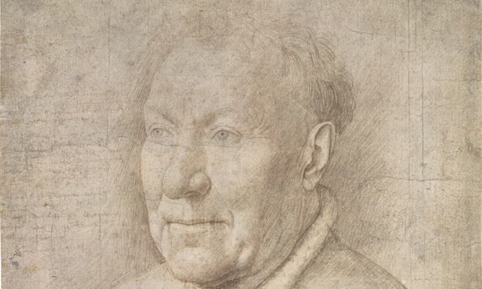 Detail of "Portrait of an Older Man," circa 1435–40, by Jan van Eyck. Silverpoint and goldpoint on white prepared paper; 8 3/8 inches by 7 1/8 inches. Kupferstich-Kabinett, State Art Collections, Dresden. (Herbert Boswank/State Art Collections, Dresden)