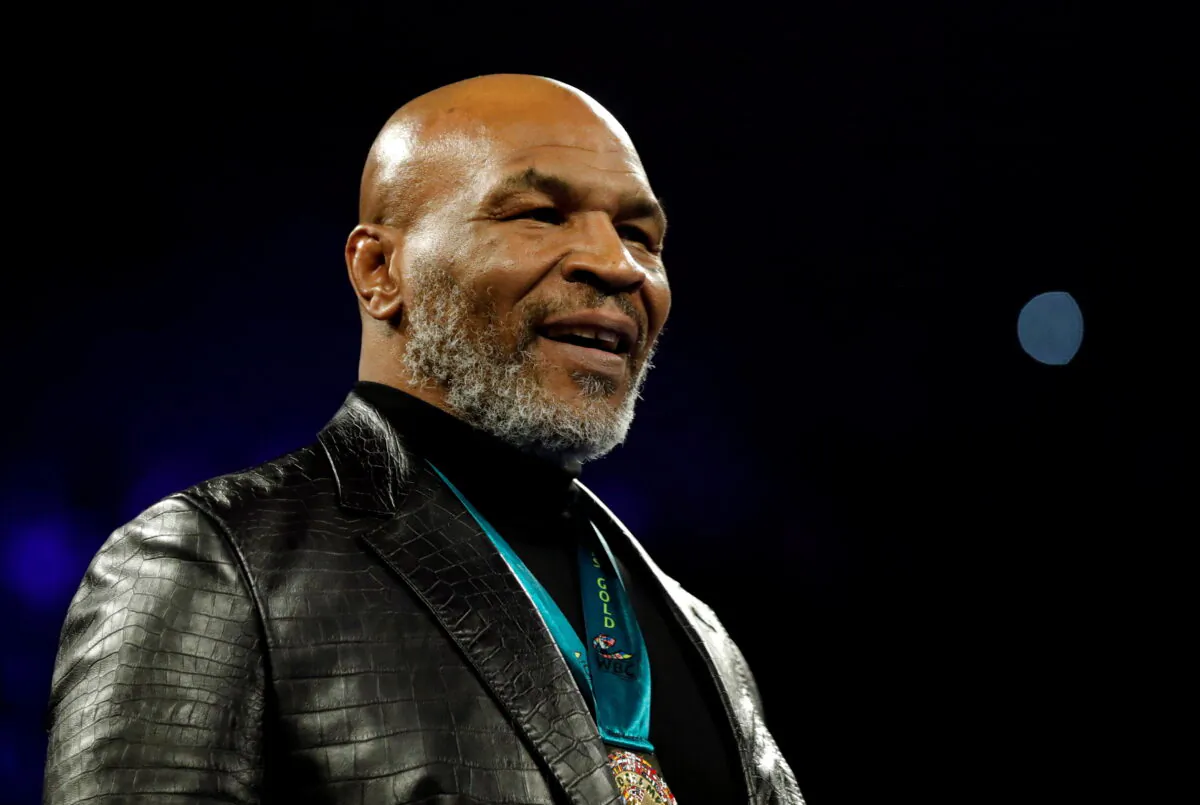 Former boxer Mike Tyson before the fight at The Grand Garden Arena at MGM Grand, Las Vegas, on Feb. 22, 2020. (Steve Marcus/Reuters)