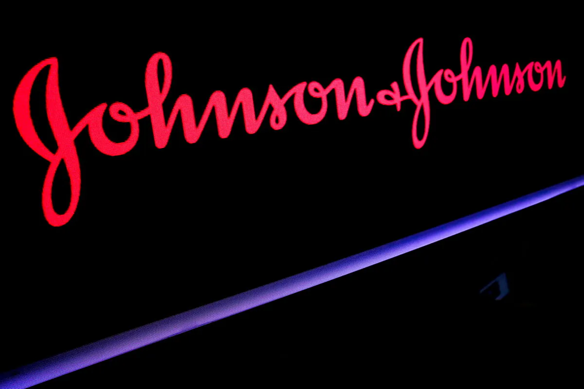 The Johnson & Johnson logo is displayed on a screen on the floor of the New York Stock Exchange (NYSE) in New York, on May 29, 2019. (Brendan McDermid/Reuters)