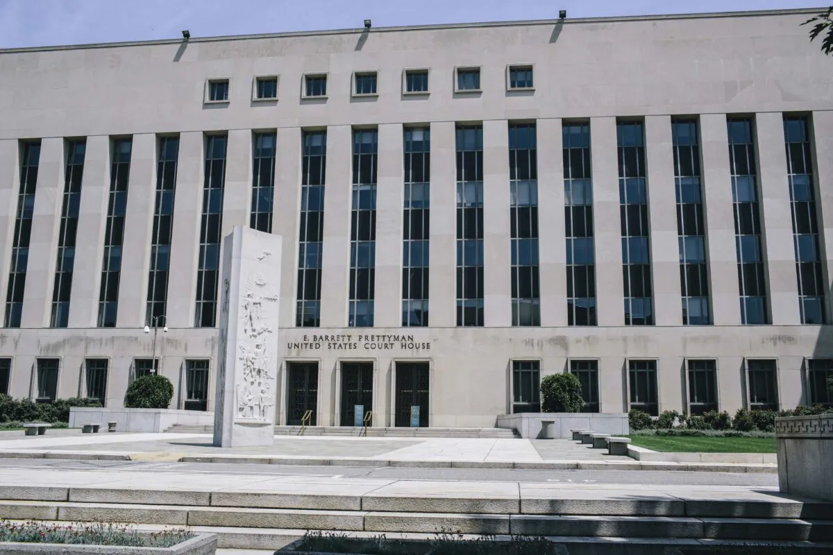 The E. Barrett Prettyman United States Courthouse in Washington, D.C., where U.S. District Judge Christopher Cooper will hear arguments about what testimony will be allowed in former Clinton campaign attorney Michael Sussmann's May 16 trial for allegedly making a false statement to the FBI. (Greg Kahn/Getty Images)