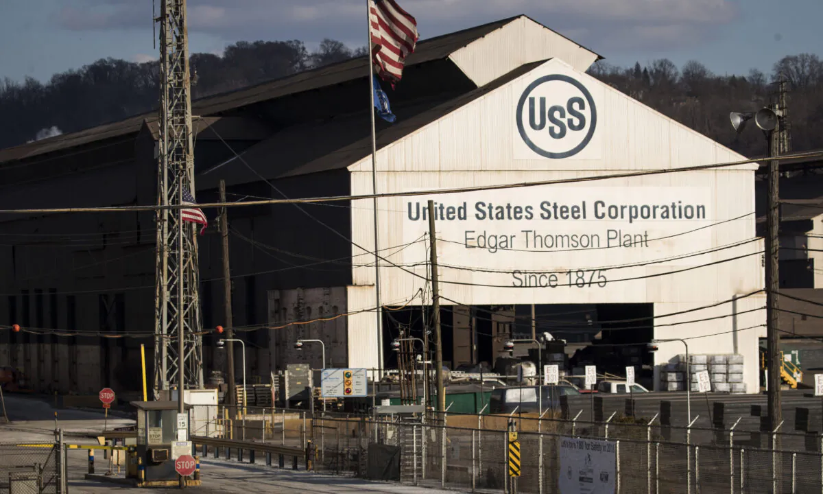 A file photo of U.S. Steel Edgar Thomson Steel Works in Braddock, Penn., on March 10, 2018. (Drew Angerer/Getty Images)