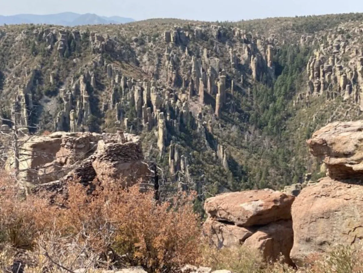 An overlook at the Chiricahua National Monument near Willcox, Ariz., gives visitors an opportunity to view the spires that make up the scenic spot. (Bill Neely)