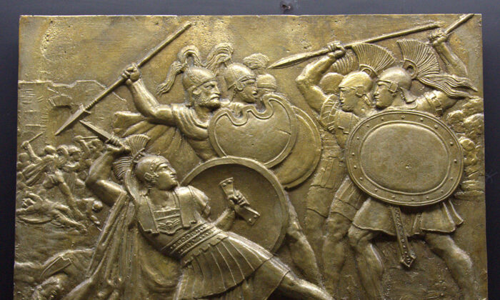 One of ten reliefs based on the Pinelli engravings (1928) of the life and the campaign of Alexander the Great. Reliefs by the sculptor Pr. Tzanoulinos (bronze). Hellenic War Museum in Athens, Greece. (Tilemahos Efthimiadis/CC BY-SA 2.0)