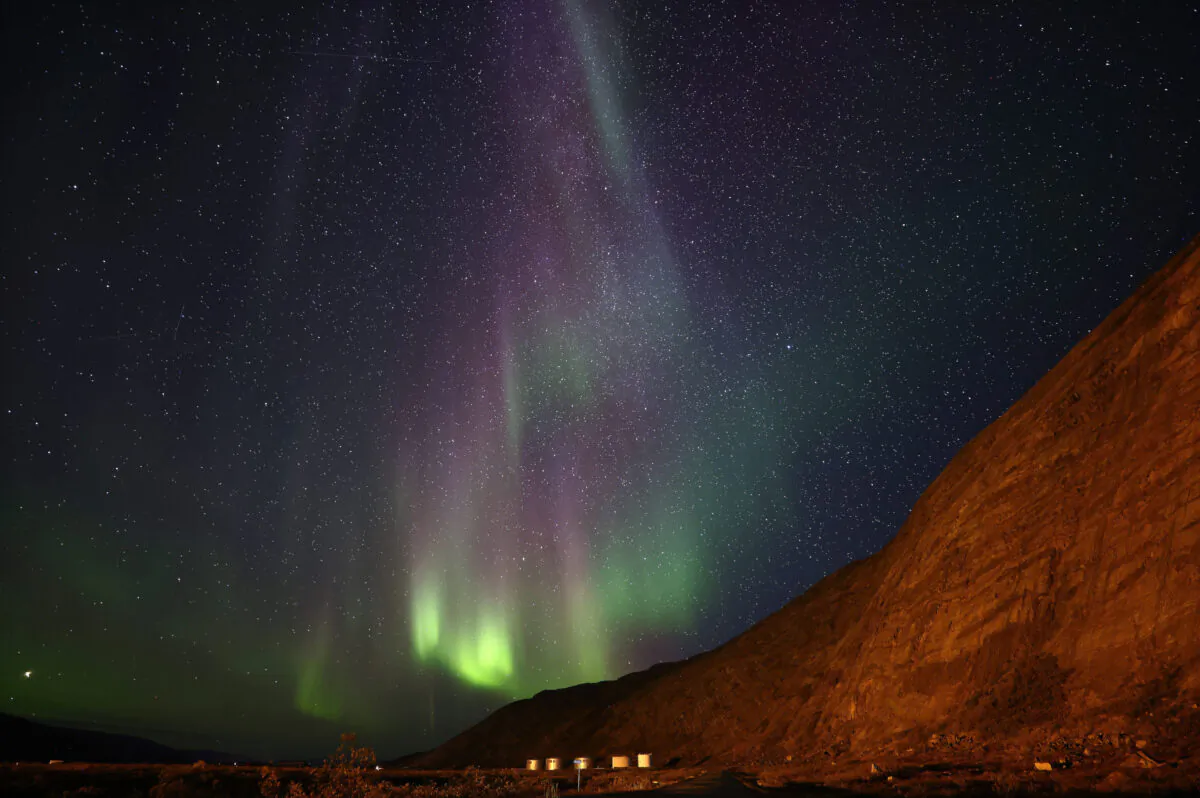 The Northern Lights, also known as the Aurora Borealis, are visible in Kangerlussuaq, Greenland, on Sept. 10, 2021. (Mario Tama/Getty Images)