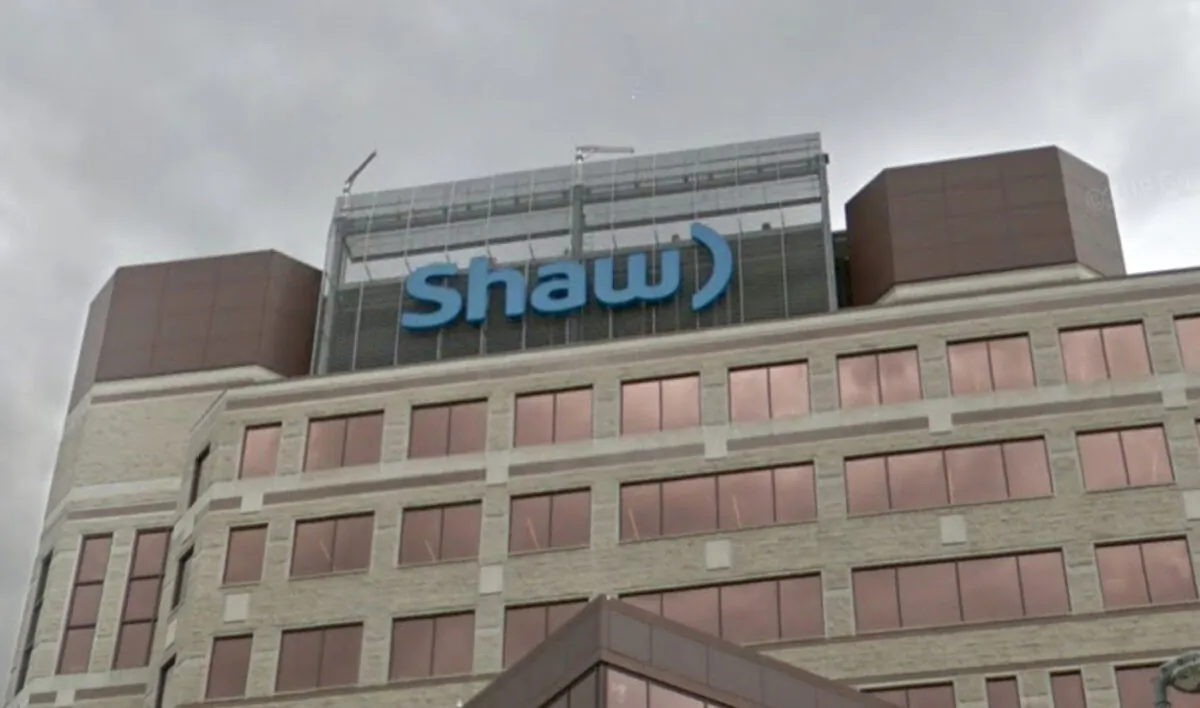 The logo of Shaw Communications Inc. at its headquarters in Calgary, Canada, in May 2019. (Google Maps/Screenshot via The Epoch Times)