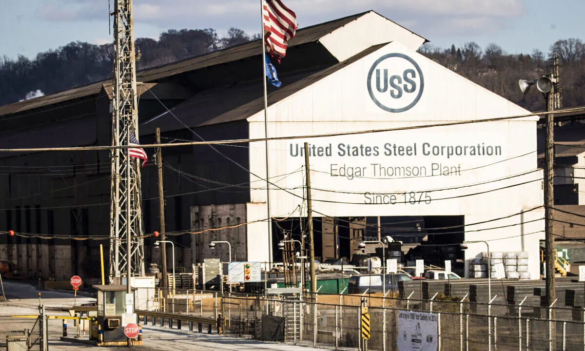 A file photo of U.S. Steel Edgar Thomson Steel Works in Braddock, Penn., on March 10, 2018. (Drew Angerer/Getty Images)