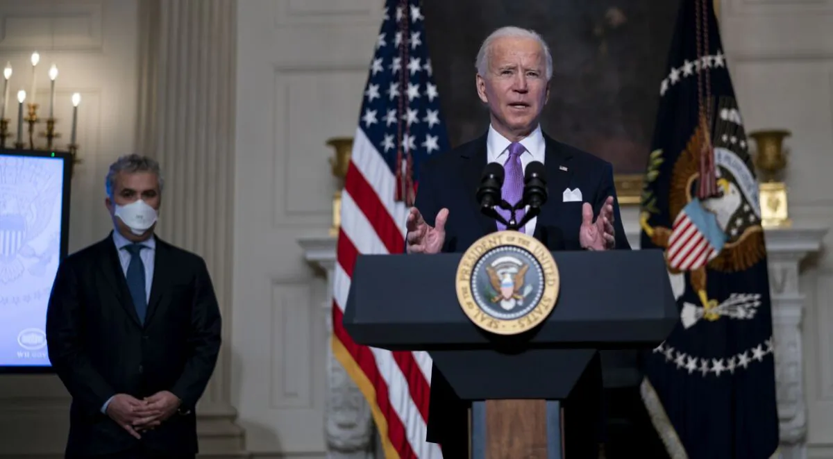 President Joe Biden speaks about the coronavirus pandemic in the State Dining Room of the White House in a file photo (Doug Mills-Pool/Getty Images)