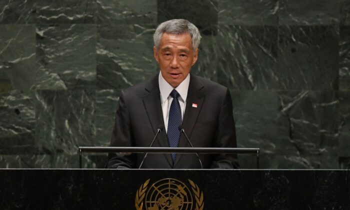 Singapore's Prime Minister Lee Hsien Loong speaks during the 74th Session of the General Assembly at U.N. Headquarters in New York on Sept. 27, 2019. (Timothy A. Clary/AFP via Getty Images)