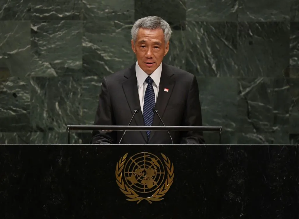 Singapore's Prime Minister Lee Hsien Loong speaks during the 74th Session of the General Assembly at U.N. Headquarters in New York on Sept. 27, 2019. (Timothy A. Clary/AFP via Getty Images)