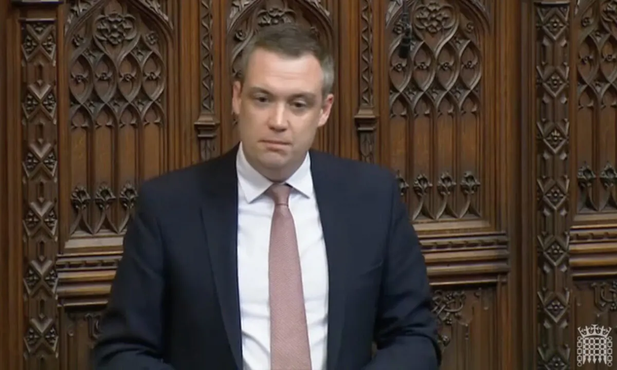 Lord Wharton of Yarm speaks in the House of Lords in London on July 1, 2021. (House of Lords/Screenshot/The Epoch Times)