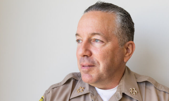 LA Sheriff Alex Villanueva in Irvine, Calif., on May 27, 2021.(John Fredricks/The Epoch Times)