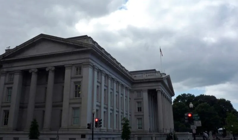 The U.S. Treasury building is seen in Washington on Sept. 29, 2008. (Jim Bourg/Reuters)