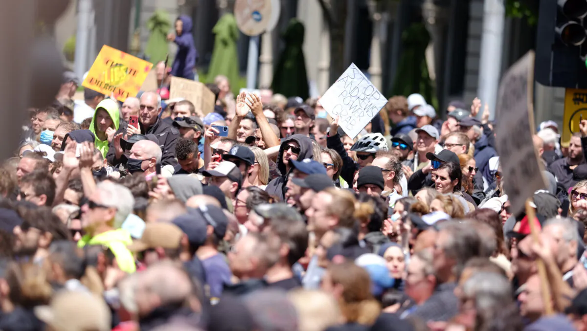 Thousands of protesters took to the streets of Melbourne, Australia to oppose the Victorian Government's pandemic legislation on Oct. 30, 2021. (supplied)