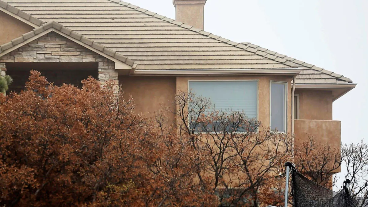 A home where four dead bodies were found a day earlier in Gleneagle, near Monument, Colo., on Oct. 31, 2021. (Jerilee Bennett/The Gazette via AP)