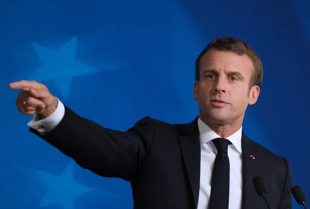French President Emmanuel Macron speaks at the conclusion of a two-day summit of European Union leaders in Brussels, Belgium, on Oct. 18, 2019. (Sean Gallup/Getty Images)
