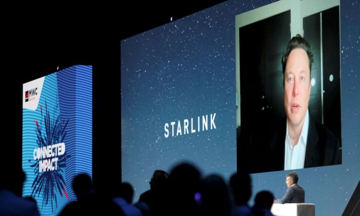 SpaceX founder and Tesla CEO Elon Musk speaks on a screen during the Mobile World Congress (MWC) in Barcelona, Spain on June 29, 2021. (Nacho Doce/Reuters)