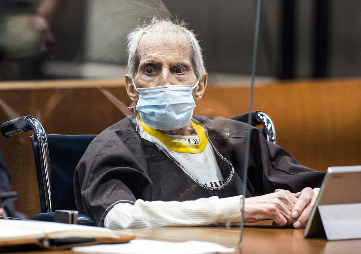 New York real estate heir Robert Durst is sentenced to life in prison without the possibility of parole for killing his best friend Susan Berman at the Airport Courthouse in Los Angeles, on Oct. 14, 2021. (Myung J. Chun/Pool/AFP via Getty Images)