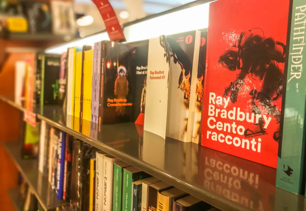 Ray Bradbury's books have been translated all over the world. Here they appear in English and Italian in a Milan, Italy, shop. (EyesOnMilan/Shutterstock)
